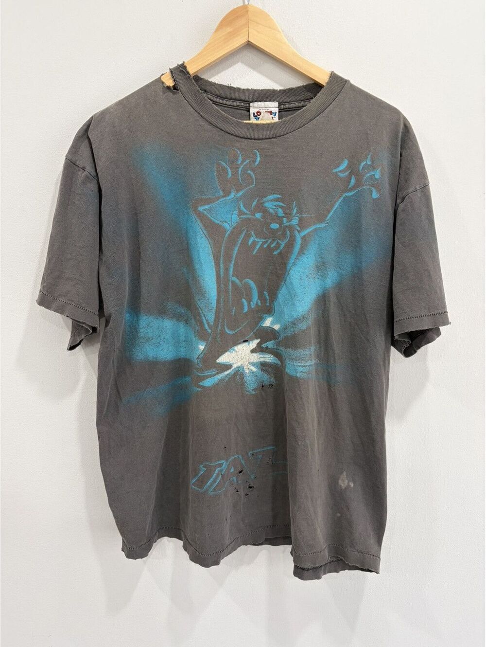 Vintage Taz Looney Tunes Tee Shirt Sun Faded Thrashed